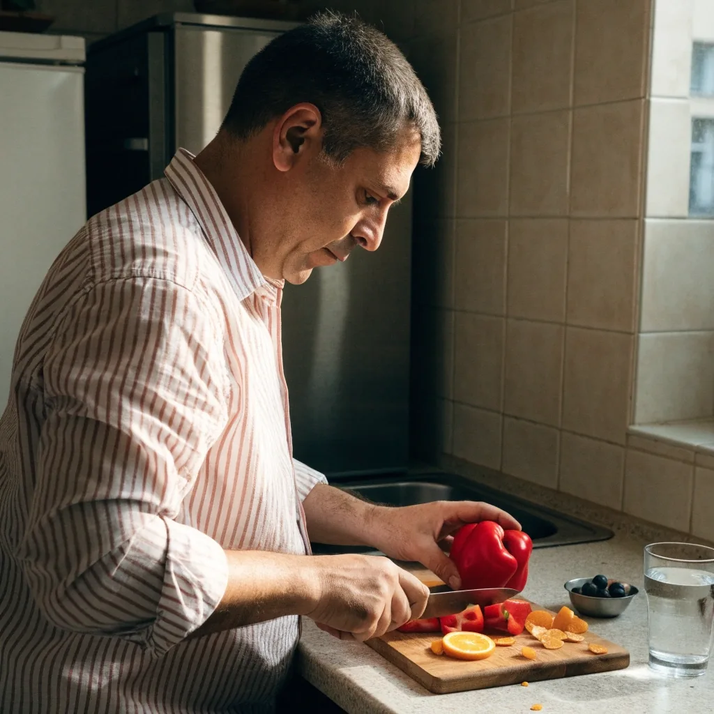 Stragan warzywny na warszawskim targu z papryką, natką i ciemnymi owocami